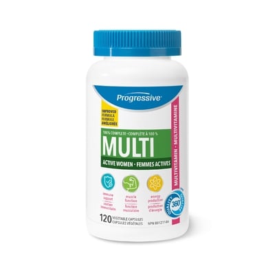 Progressive Multi multivitamine femmes actives 120 ea, 0,43 $/1ch