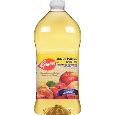 Graves Jus de pomme 100% pur 1.36 l, 0,32 $/100ml