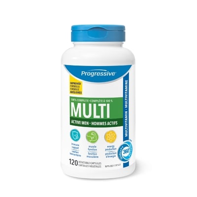 Progressive Multi multivitamine hommes actifs 120 ea, 0,44 $/1ch