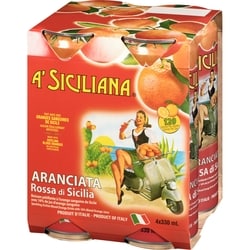 A'Siciliana Sparkling Soft Drink Sicily Blood Orange Soda - 4x330