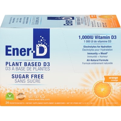 Ener D Sans sucre supplément alimentaire orange 146 g, 11,64 $/100g