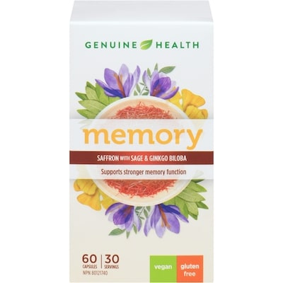 Genuine Health Memory, Saffron & Ginkgo Biloba 60 ea, $0.77/1ea