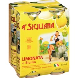 A'Siciliana Sparkling Soft Drink Sicily Lemon Soda - 4x330.0 ml