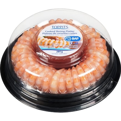 Toppits Cooked Shrimp Platter With Cocktail Sauce 284 g, $3.52/100g