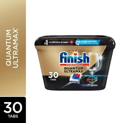 Finish Quantum UltraMax Lot de 30 pastilles de détergent pour lave-vaisselle Diamond Shine, élimine les taches brûlées et séchées pendant 24 heures, pas de pré-rinçage nécessaire 30 ea, 0,60 $/1ch