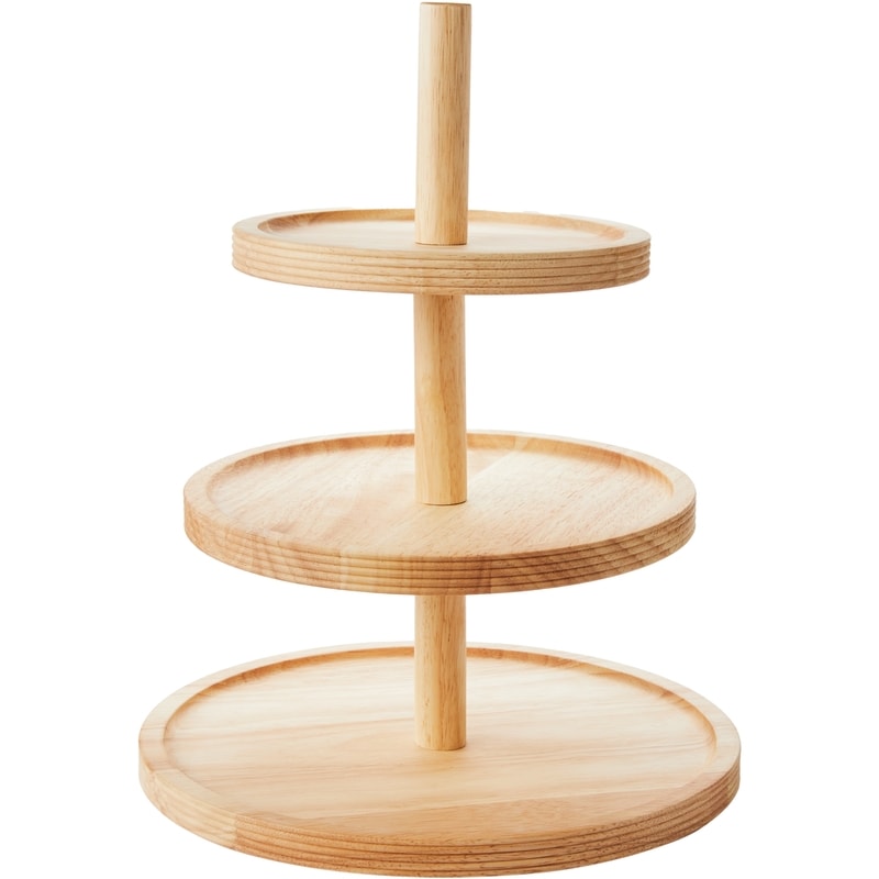 Plateau Repas 3 étages En Bambou Et Métal - Présentoir à Gâteaux, Desserts, Fruits - Dimensions 35x29x22.5 Cm