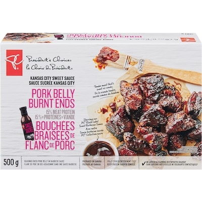 President's Choice Pork Belly Burnt Ends 500 g, $3.60/100g