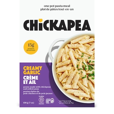 Chickapea Plat de pâtes tout-en-un Crème et ail  198 g, 4,04 $/100g