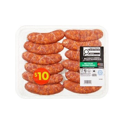 Le Choix du Boucher Saucisses de porc italiennes douces format club 1.1 kg, 909,09 $/100g