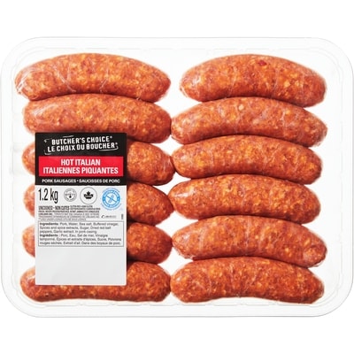 Butcher's Choice Hot Italian Pork Sausages, Club Pack 1.2 kg, $0.83/100g