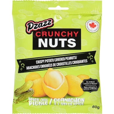 Pzazz Crunchy Nuts Crispy Potato Covered Peanuts Spicy Dill Pickle 80 g, $2.24/100g