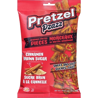 Pzazz Morceaux de bretzel assaisonné sucre brun à la cannelle 200 g, 2,50 $/100g