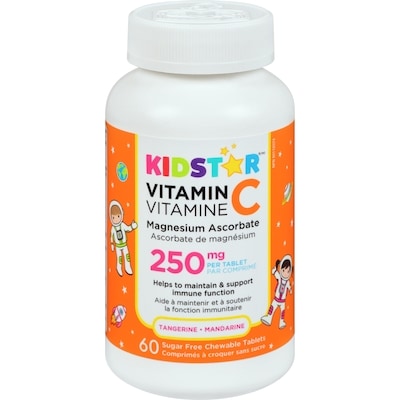Kidstar Vitamine c ascorbate de magnésium mandarine 250 mg 60 ea, 0,48 $/1ch