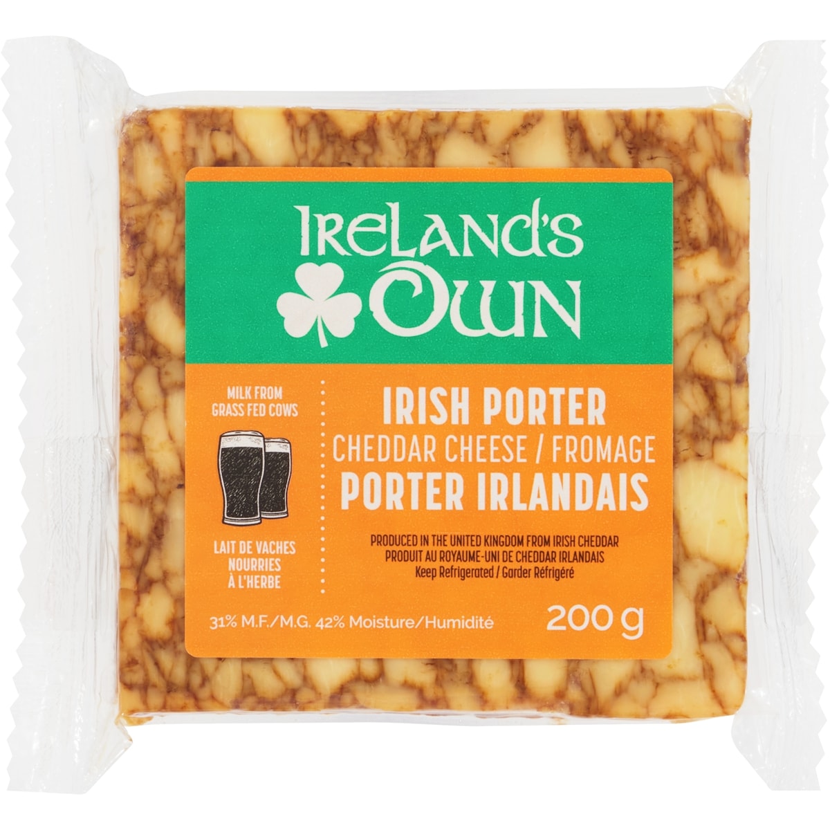 Coombe Irish Porter Cheddar Cheese 31% M.F. 200 g, $6.50/100g