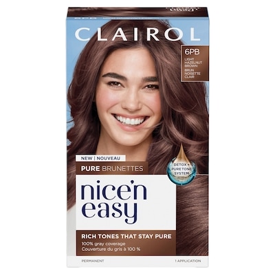 Clairol Coloration permanente nice'n easy pure brunettes, des tons riches qui gardent leur pureté 6.5pb brun latte très clair 1 ea, 14,99 $/1ch