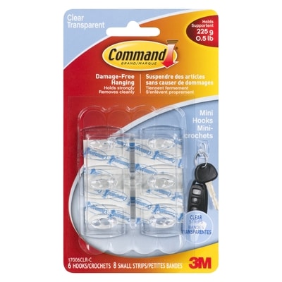 3M Mini Hooks Clear 1 ea, $5.00/1ea