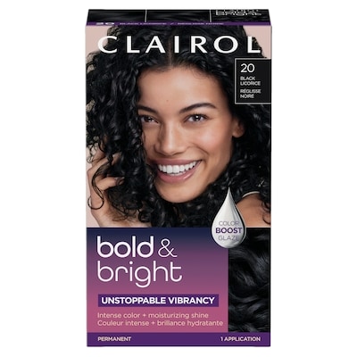 Clairol Bold & Bright, Permanent Hair Dye, Intense Color + Moisturizing Shine 20 Black Licorice 1 ea, $14.99/1ea