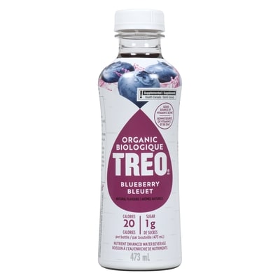 Organic Treo Eau enrichie pêche bleuet 473 ml, 0,84 $/100ml