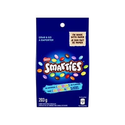 Nestlé Smarties Candy Coated Milk Chocolate Pouch 203 g, $2.85/100g