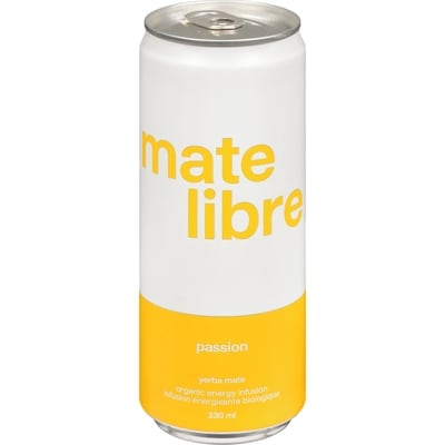 Mate Libre Yerba mate infusion énergisante biologique passion 330 ml, 1,36 $/100ml