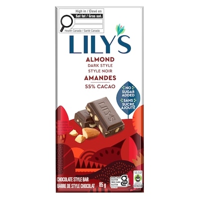 Lily’s Sweet’s Barre chocolatée barre chocolatée noire aux amandes 85 g, 6,22 $/100g