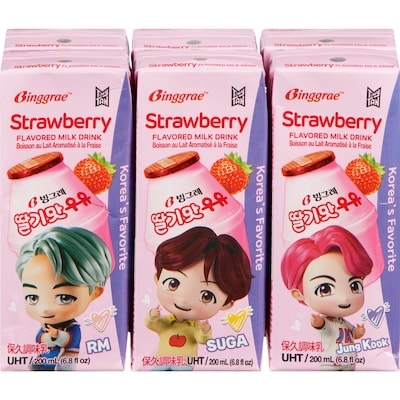 Binggrae Tinytan boisson au lait aromatisé à la fraise 6x200.0 ml, 0,75 $/100ml