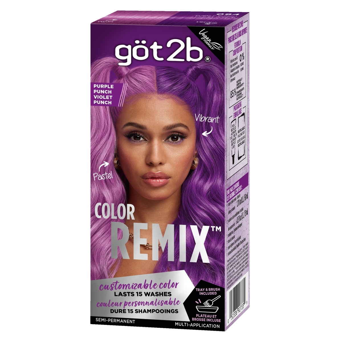Schwarzkopf Color Remix, coloration capillaire semi-permanente personnalisable, violet punch, 1 application 1 ea, 13,49 $/1ch