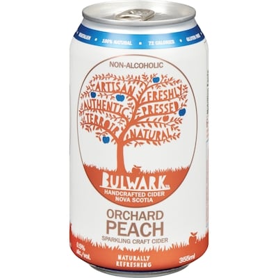 Bulwark Sparkling Craft Cider Orchard Peach Non-Alcoholic 355 ml, $1.35/100ml