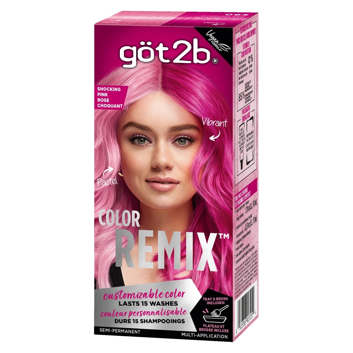 Schwarzkopf Color Remix, coloration capillaire semi-permanente personnalisable, rose choquant, 1 application 1 ea, 13,49 $/1ch