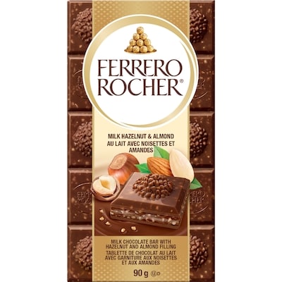 Ferrero Rocher Tablette De Chocolat Au Lait Avec Garniture Aux Noisettes Et Amandes 90 g, 5,32 $/100g