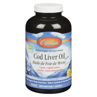Carlson Cod Liver Oil Gems Lemon Flavour 300 ea, $0.16/1ea