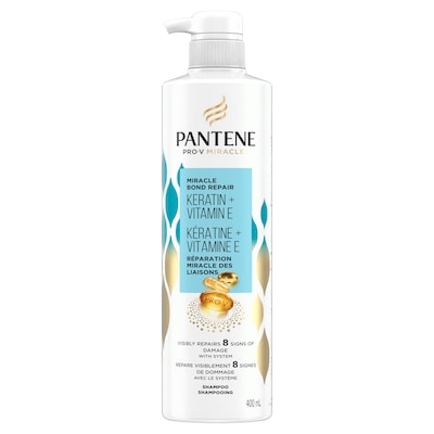 Pantene Shampooing sans sulfate Réparation des liaisons Kératine + vitamine E Pro-V Miracles 400 ml, 3,37 $/100ml