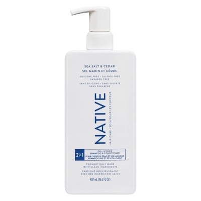 Native Full & Thick Sea Salt & Cedar 2-In-1 Shampoo, Sulfate & Paraben Free 487 ml, $2.46/100ml