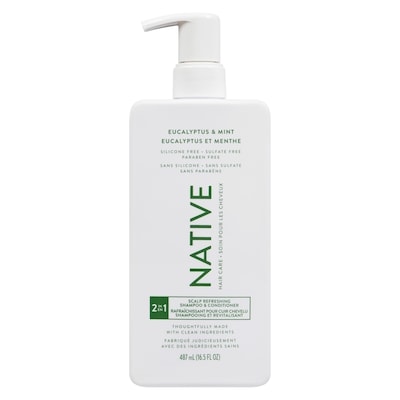 Native Shampooing et revitalisant 2 en 1 volume et épaisseur, sel de mer et cèdre 487 ml, 2,67 $/100ml