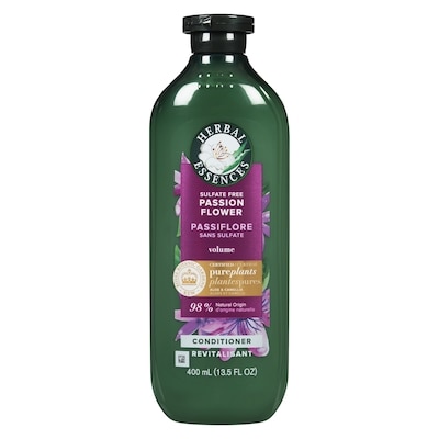 Herbal Essences Revitalisant volumisant sans sulfate à la passiflore, avec huile de camélia et aloès certifiés, pour tous les types de cheveux, particulièrement les cheveux fins 400 ml, 3,25 $/100ml