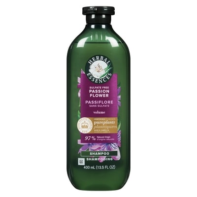 Herbal Essences Shampooing volumisant sans sulfate à la passiflore, avec huile de camélia et aloès certifiés, pour tous les types de cheveux, particulièrement les cheveux fins 400 ml, 3,25 $/100ml