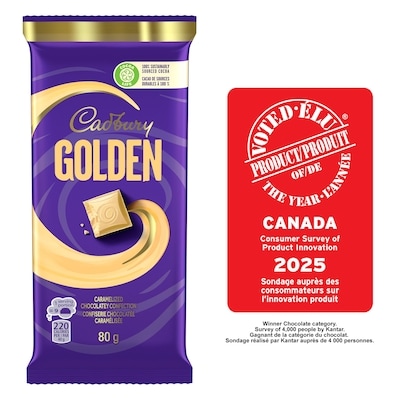 Cadbury Golden Caramelized White Chocolatey Candy Bar, 100% sustainably sourced cocoa 80 g, $5.61/100g