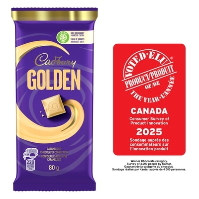 Cadbury Friandise dorée caramélisée à saveur de chocolat blanc, cacao de sources durables à 100 % 80 g, 4,36 $/100g