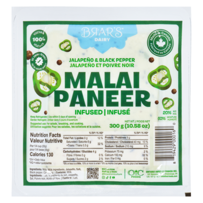 Brar's Malai Paneer, Jalapeno & Black Pepper 300 g, $2.40/100g