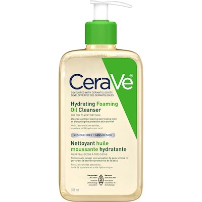 CeraVe Nettoyant huile moussante hydratante pour peau sèche à très sèche 355 ml, 6,22 $/100ml