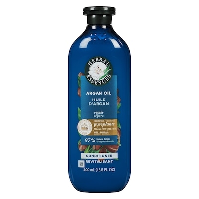 Herbal Essences Revitalisant sans parabènes à l’huile d’argan, réparation capillaire, avec huile de camélia et aloès certifiés, pour tous les types de cheveux, particulièrement les cheveux endommagés 400 ml, 3,25 $/100ml
