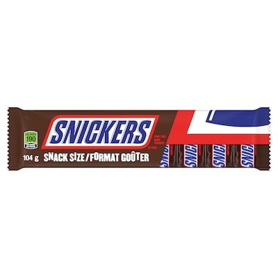 Snickers Barres choc. au lait et arachides, 8 formats goûter 104 g, 2,88 $/100g
