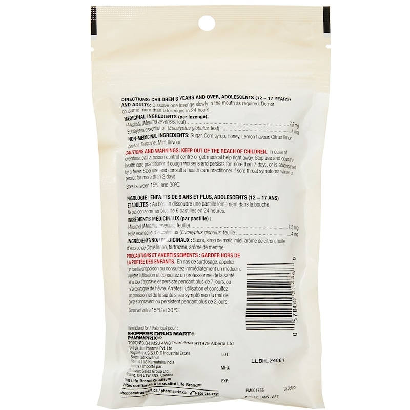 Honey Lemon Cough Drops 30 Lozenges