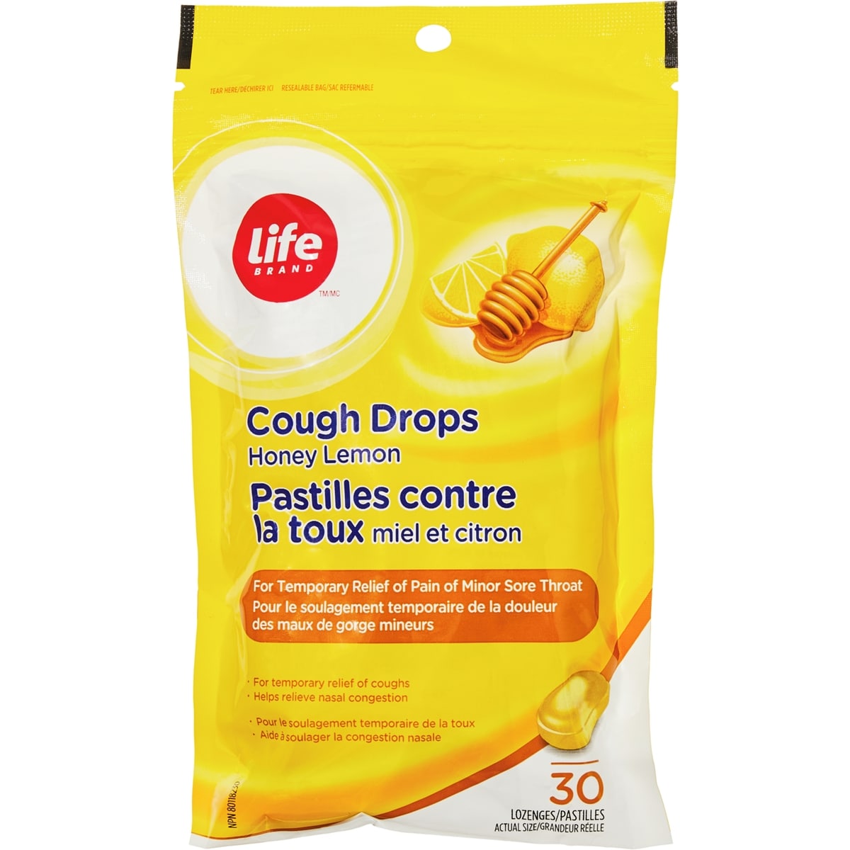 Life Pastilles contre la toux au miel et citron, 30 pastilles 30 ea, 0,10 $/1ch