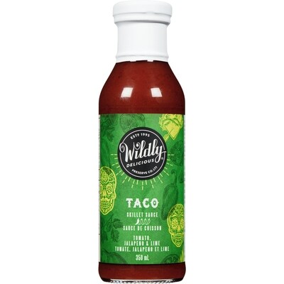 Wildly Delicious Sauce de cuisson taco tomate, jalapeno et lime 350 ml, 2,14 $/100ml
