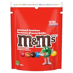 M&M’s Bonbons au chocolat au lait, beurre d’arachide, format partage 165 g, 2,90 $/100g