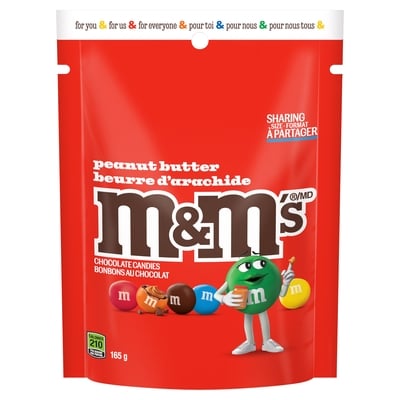 M&M’s Bonbons au chocolat au lait, beurre d’arachide, format partage 165 g, 4,24 $/100g