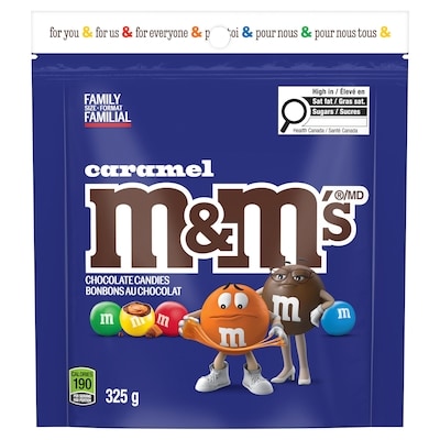 M&M's Caramel Milk Chocolate Candies, Family Size Bag 325 g, $2.92/100g