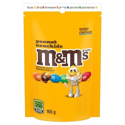 M&M’s Bonbons au chocolat au lait, arachide, format partage 165 g, 4,24 $/100g