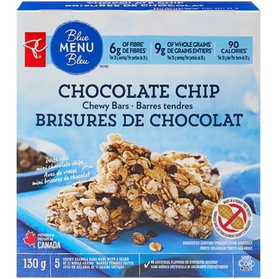 PC Menu Bleu Barres tendres aux brisures de chocolat 130 g, 2,53 $/100g